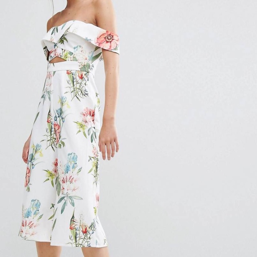 Floral off-the-shoulder culotte jumpsuit